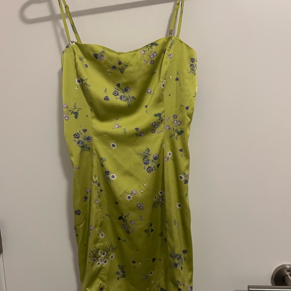 Sunday Best Lime Green Floral Slip Midi Dress - Picture 3 of 5